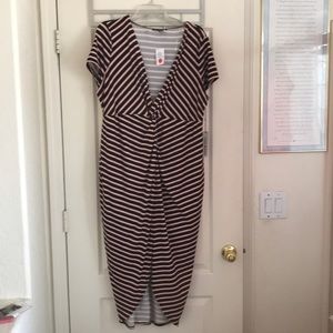 Deep V neckline stripe dress